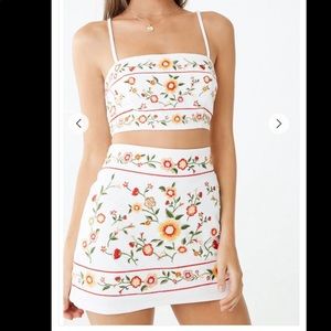 Floral Embroidered Cropped Cami